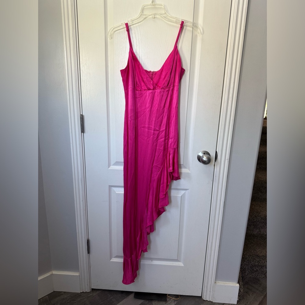 Bardot Pink Asymmetrical High-Low Slip Dress